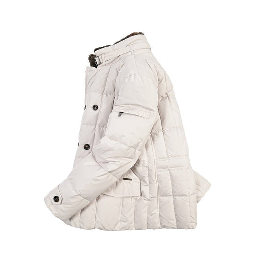 CLEARANCE SALE｜MOORER “SIRO-KM” 高密度ポリエステル 立襟ファー付ダウンジャケット オフホワイト(AVORIO) 44 | GUARDAROBA MILANO OFFICIAL STORE