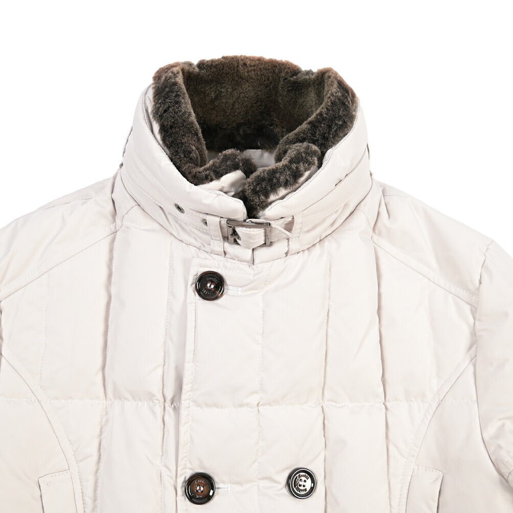 CLEARANCE SALE｜MOORER “SIRO-KM” 高密度ポリエステル 立襟ファー付ダウンジャケット オフホワイト(AVORIO) 44 | GUARDAROBA MILANO OFFICIAL STORE