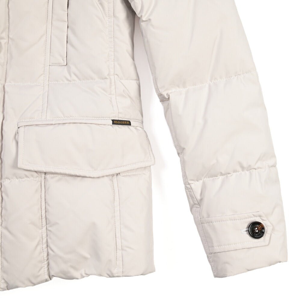 CLEARANCE SALE｜MOORER “SIRO-KM” 高密度ポリエステル 立襟ファー付ダウンジャケット オフホワイト(AVORIO) 44 | GUARDAROBA MILANO OFFICIAL STORE