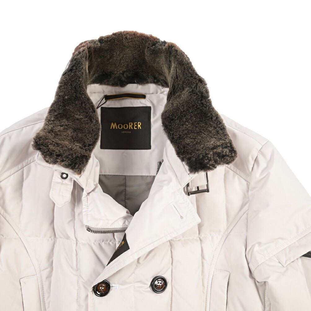 CLEARANCE SALE｜MOORER “SIRO-KM” 高密度ポリエステル 立襟ファー付ダウンジャケット オフホワイト(AVORIO) 44 | GUARDAROBA MILANO OFFICIAL STORE