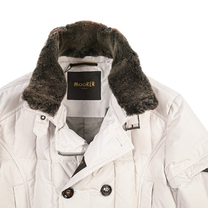 CLEARANCE SALE｜MOORER “SIRO-KM” 高密度ポリエステル 立襟ファー付ダウンジャケット オフホワイト(AVORIO) 44 | GUARDAROBA MILANO OFFICIAL STORE
