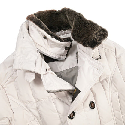 CLEARANCE SALE｜MOORER “SIRO-KM” 高密度ポリエステル 立襟ファー付ダウンジャケット オフホワイト(AVORIO) 44 | GUARDAROBA MILANO OFFICIAL STORE