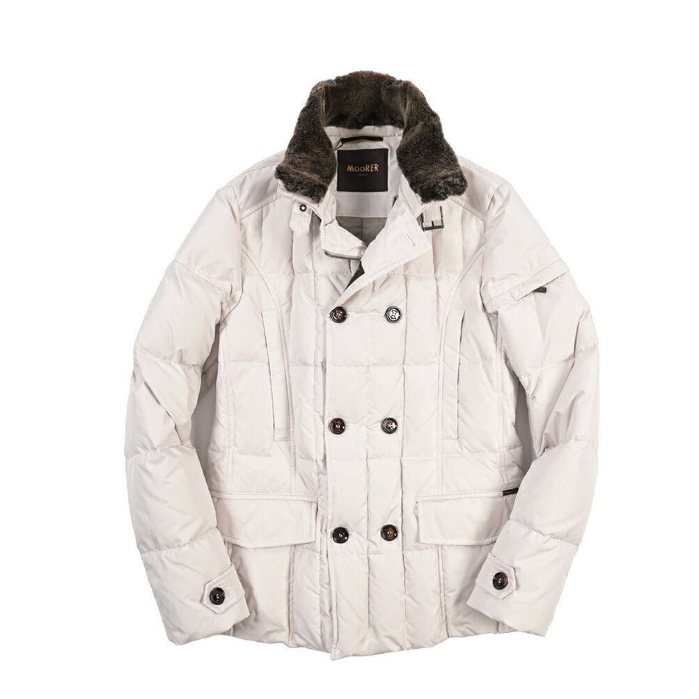 CLEARANCE SALE｜MOORER “SIRO-KM” 高密度ポリエステル 立襟ファー付ダウンジャケット オフホワイト(AVORIO) 44 | GUARDAROBA MILANO OFFICIAL STORE