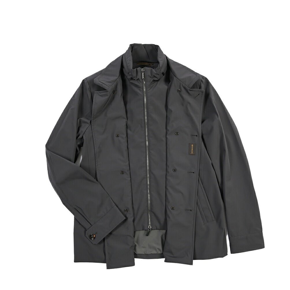 CLEARANCE SALE｜MOORER “VOLMER-KN” 高機能ストレッチナイロン Pコート / ACQUA RESISTANT (撥水) グレー(ASFALTO) 46 | GUARDAROBA MILANO OFFICIAL STORE