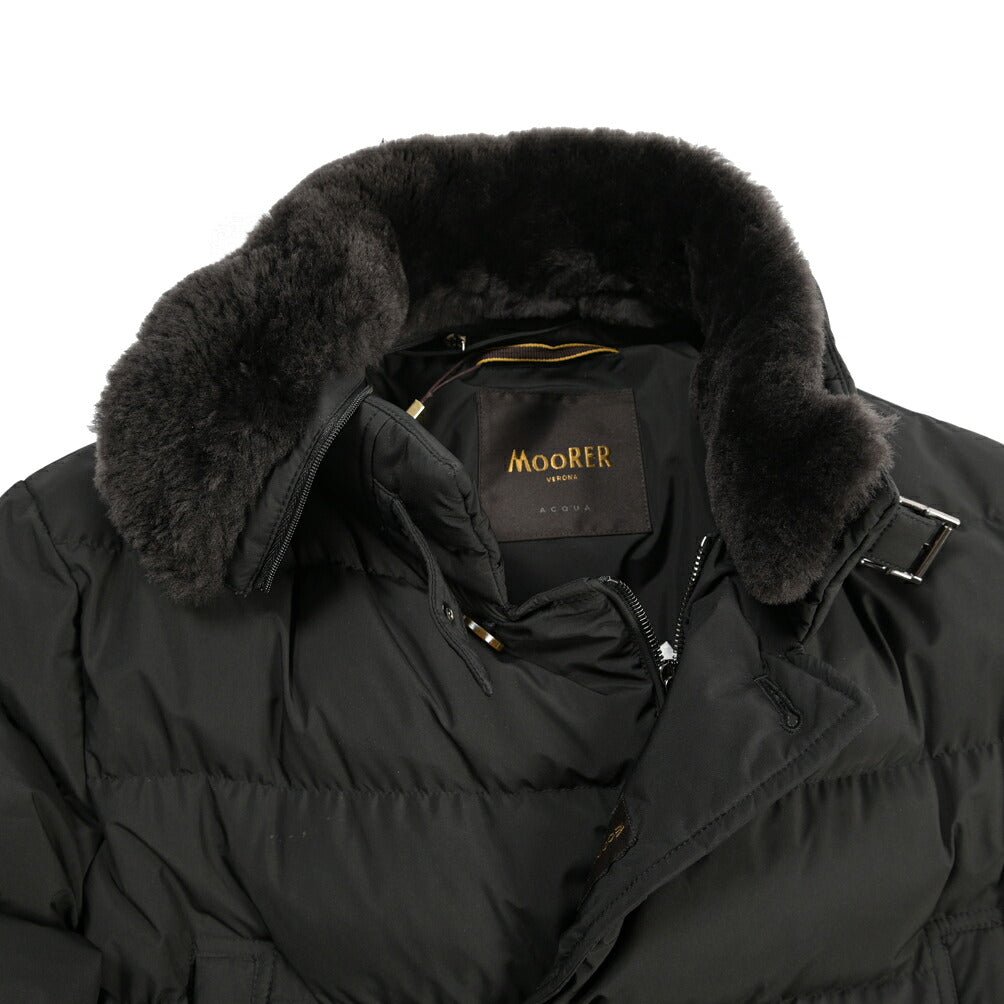 CLEARANCE SALE｜MOORER “ZARBO-STP” ポリエステル100% 立襟ファー付ダウンコート / ACQUA PROOF (防水) ブラック(NERO) 48 | GUARDAROBA MILANO OFFICIAL STORE
