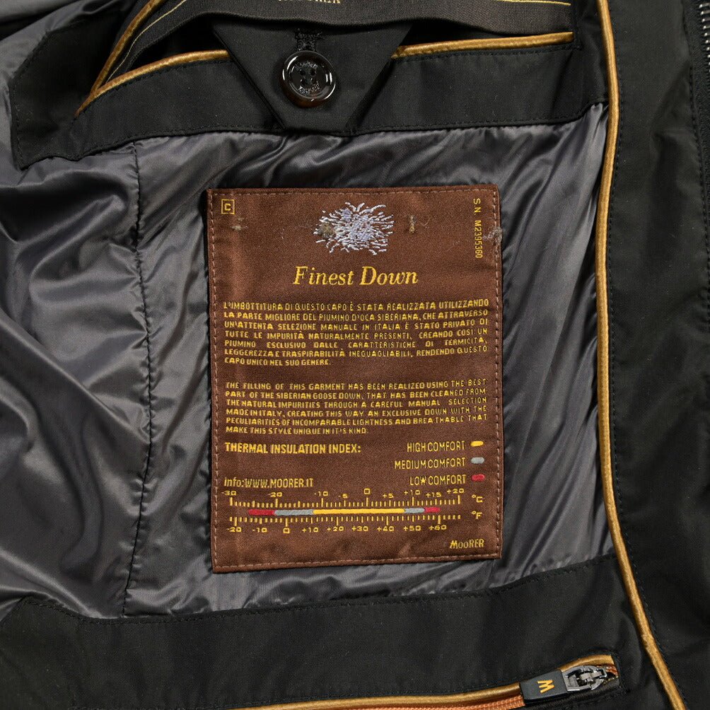 CLEARANCE SALE｜MOORER “ZARBO-STP” ポリエステル100% 立襟ファー付ダウンコート / ACQUA PROOF (防水) ブラック(NERO) 48 | GUARDAROBA MILANO OFFICIAL STORE