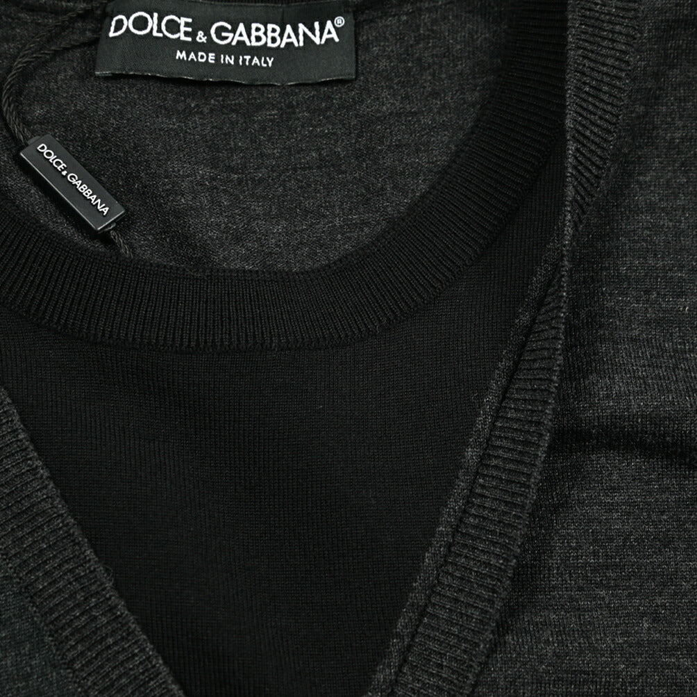 DOLCE & GABBANA ヴァージンウール100％ クルーネックニットセーター(レイヤードデザイン)｜GUARDAROBA MILANO OFFICIAL STORE