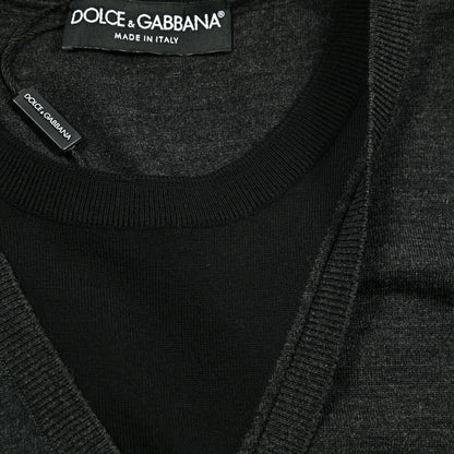 DOLCE & GABBANA ヴァージンウール100％ クルーネックニットセーター(レイヤードデザイン)｜GUARDAROBA MILANO OFFICIAL STORE