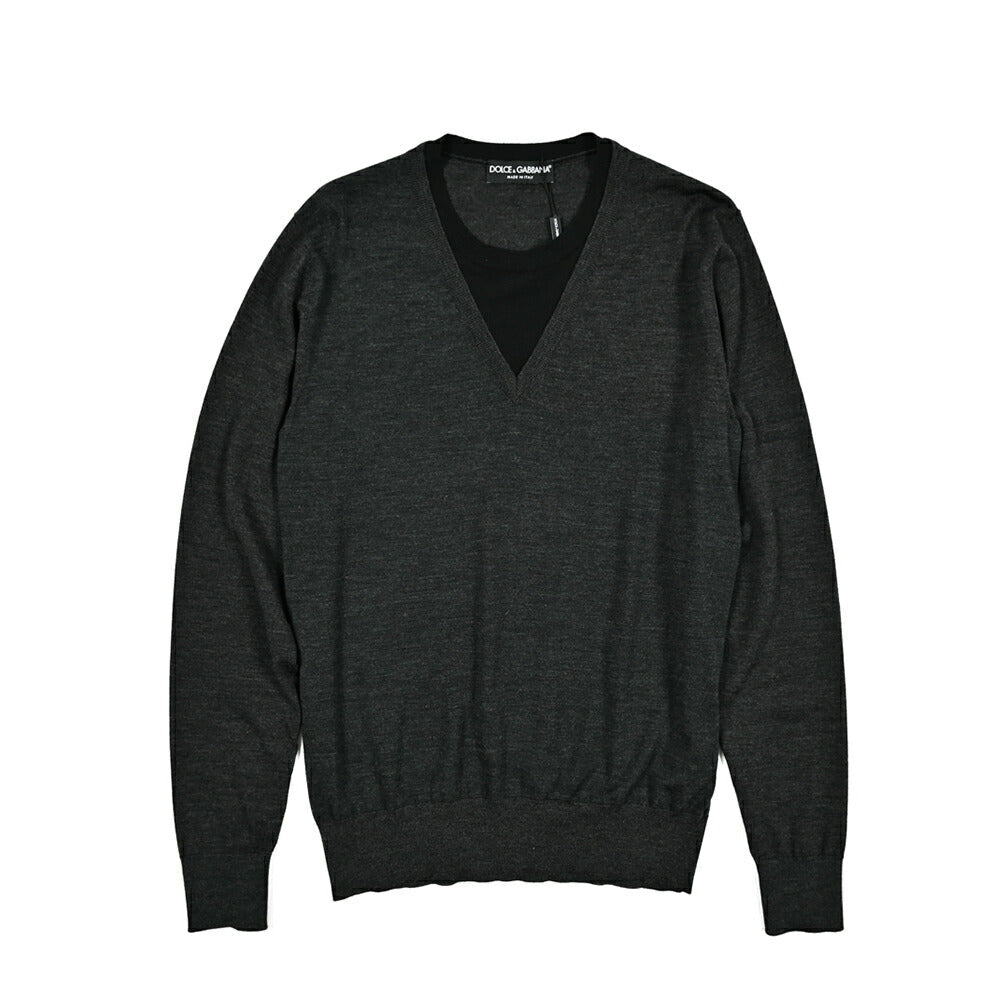 DOLCE & GABBANA ヴァージンウール100％ クルーネックニットセーター(レイヤードデザイン)｜GUARDAROBA MILANO OFFICIAL STORE