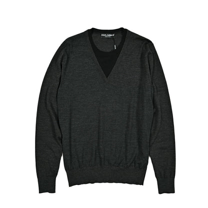 DOLCE & GABBANA ヴァージンウール100％ クルーネックニットセーター(レイヤードデザイン)｜GUARDAROBA MILANO OFFICIAL STORE