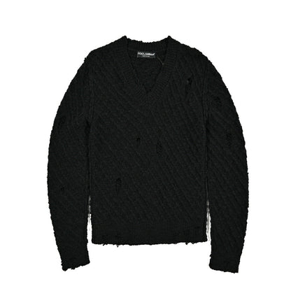 DOLCE & GABBANA ウールナイロン Vネックブークレニットセーター｜GUARDAROBA MILANO OFFICIAL STORE