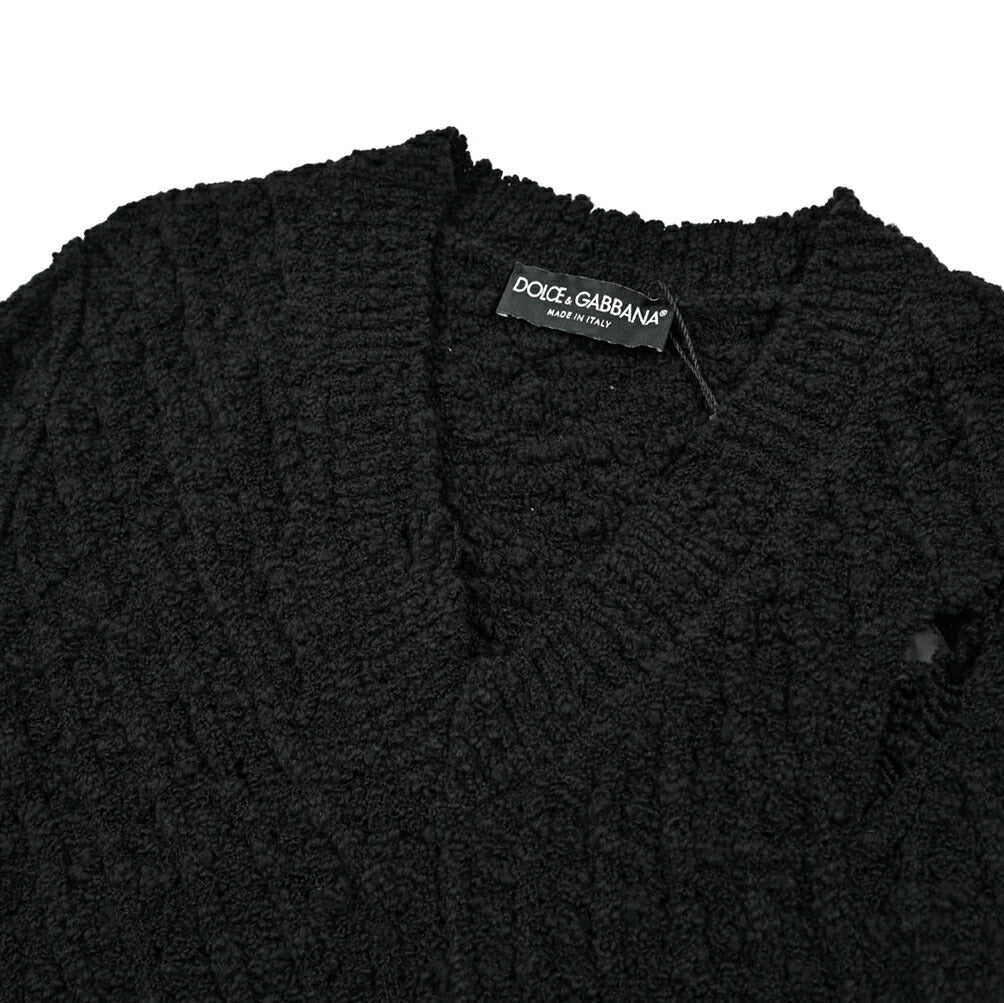 DOLCE & GABBANA ウールナイロン Vネックブークレニットセーター｜GUARDAROBA MILANO OFFICIAL STORE