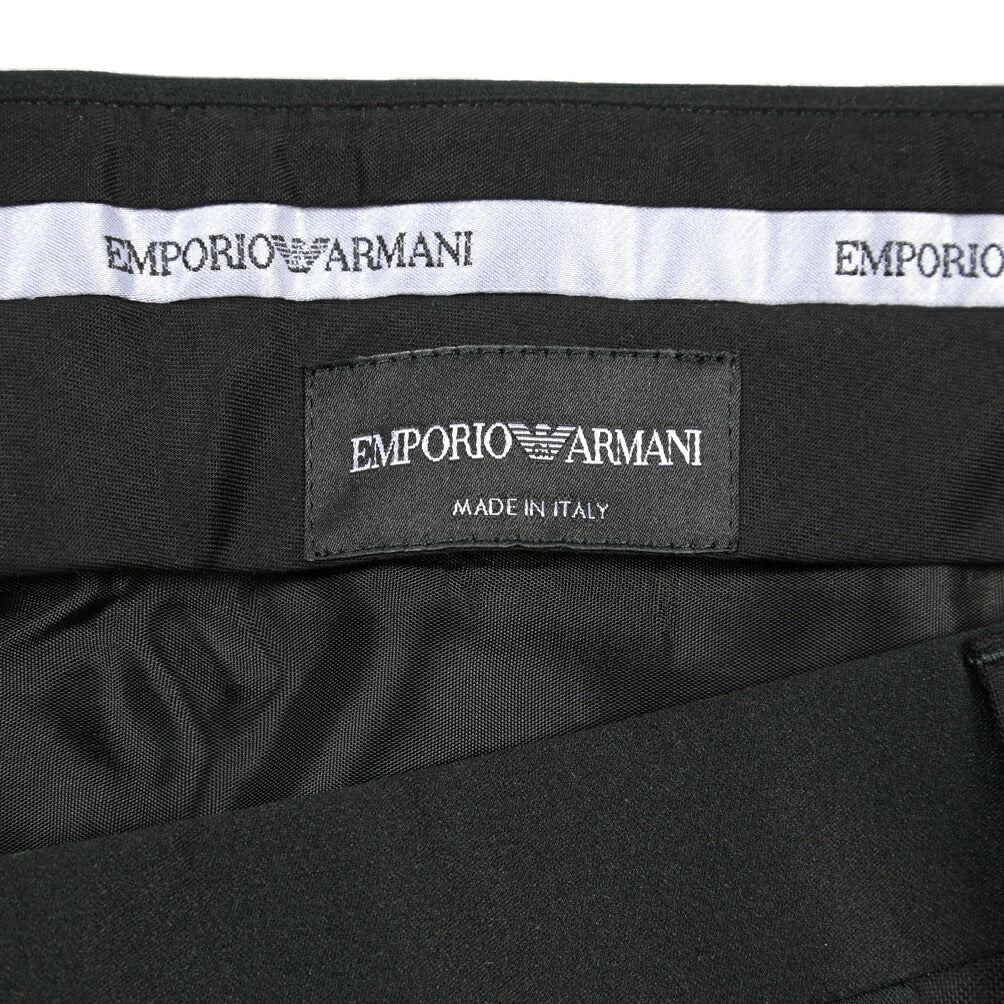 EMPORIO ARMANI シルク混ウール タキシードスラックス ブラック 50 | GUARDAROBA MILANO OFFICIAL STORE