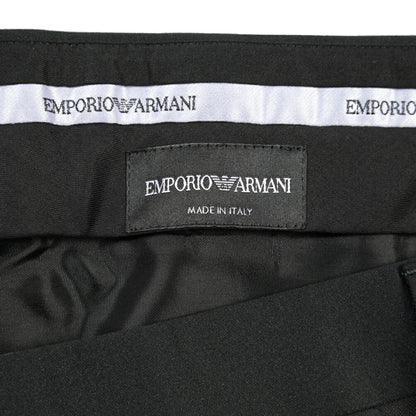 EMPORIO ARMANI シルク混ウール タキシードスラックス ブラック 50 | GUARDAROBA MILANO OFFICIAL STORE