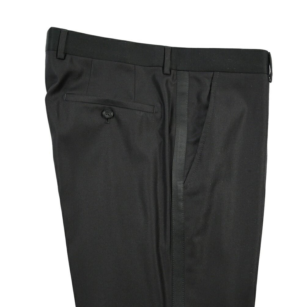 EMPORIO ARMANI シルク混ウール タキシードスラックス ブラック 50 | GUARDAROBA MILANO OFFICIAL STORE