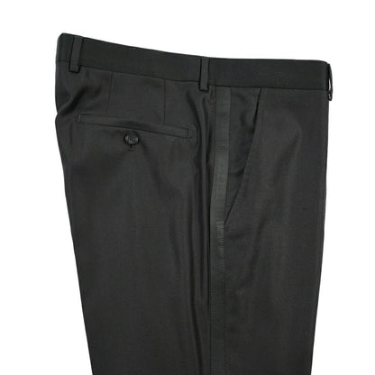 EMPORIO ARMANI シルク混ウール タキシードスラックス ブラック 50 | GUARDAROBA MILANO OFFICIAL STORE