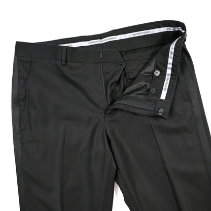 EMPORIO ARMANI シルク混ウール タキシードスラックス ブラック 50 | GUARDAROBA MILANO OFFICIAL STORE