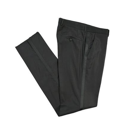 EMPORIO ARMANI シルク混ウール タキシードスラックス ブラック 50 | GUARDAROBA MILANO OFFICIAL STORE