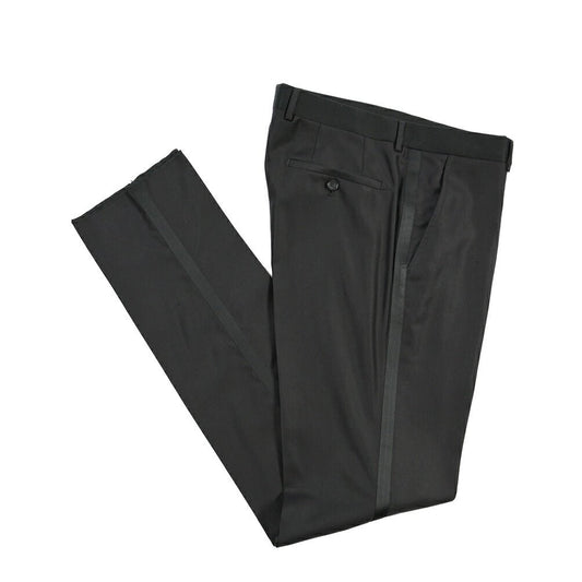 EMPORIO ARMANI シルク混ウール タキシードスラックス ブラック 50 | GUARDAROBA MILANO OFFICIAL STORE