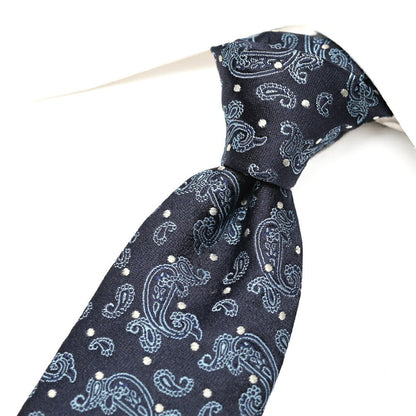 ETON シルク100% ペイズリー柄ネクタイ ネイビー 148cm×7cm | GUARDAROBA MILANO OFFICIAL STORE