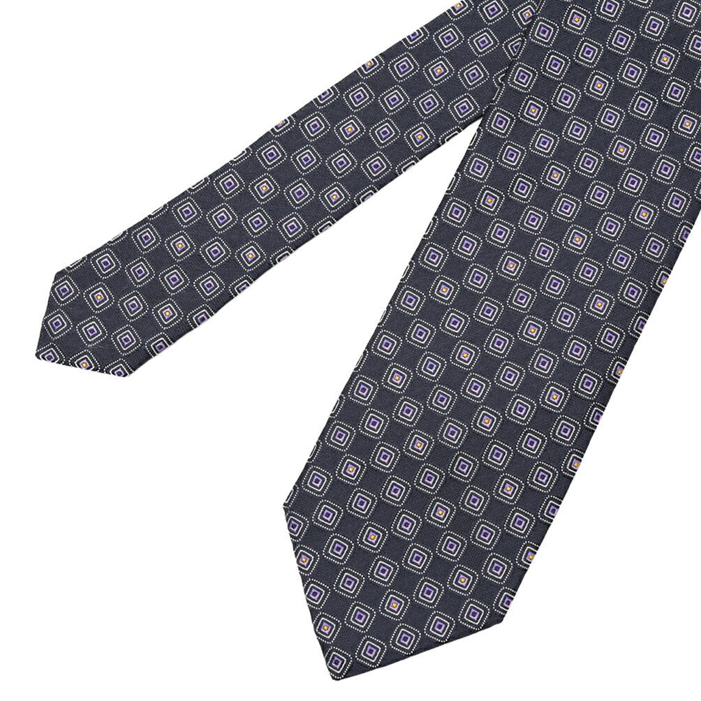ETON シルク100% 小紋柄ネクタイ ネイビー 149cm×8cm | GUARDAROBA MILANO OFFICIAL STORE