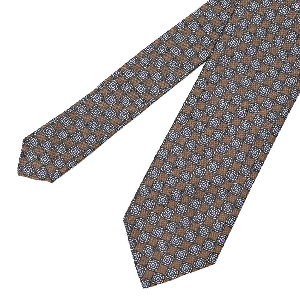 ETON シルク100% 小紋柄ネクタイ ブラウン 148cm×8cm | GUARDAROBA MILANO OFFICIAL STORE