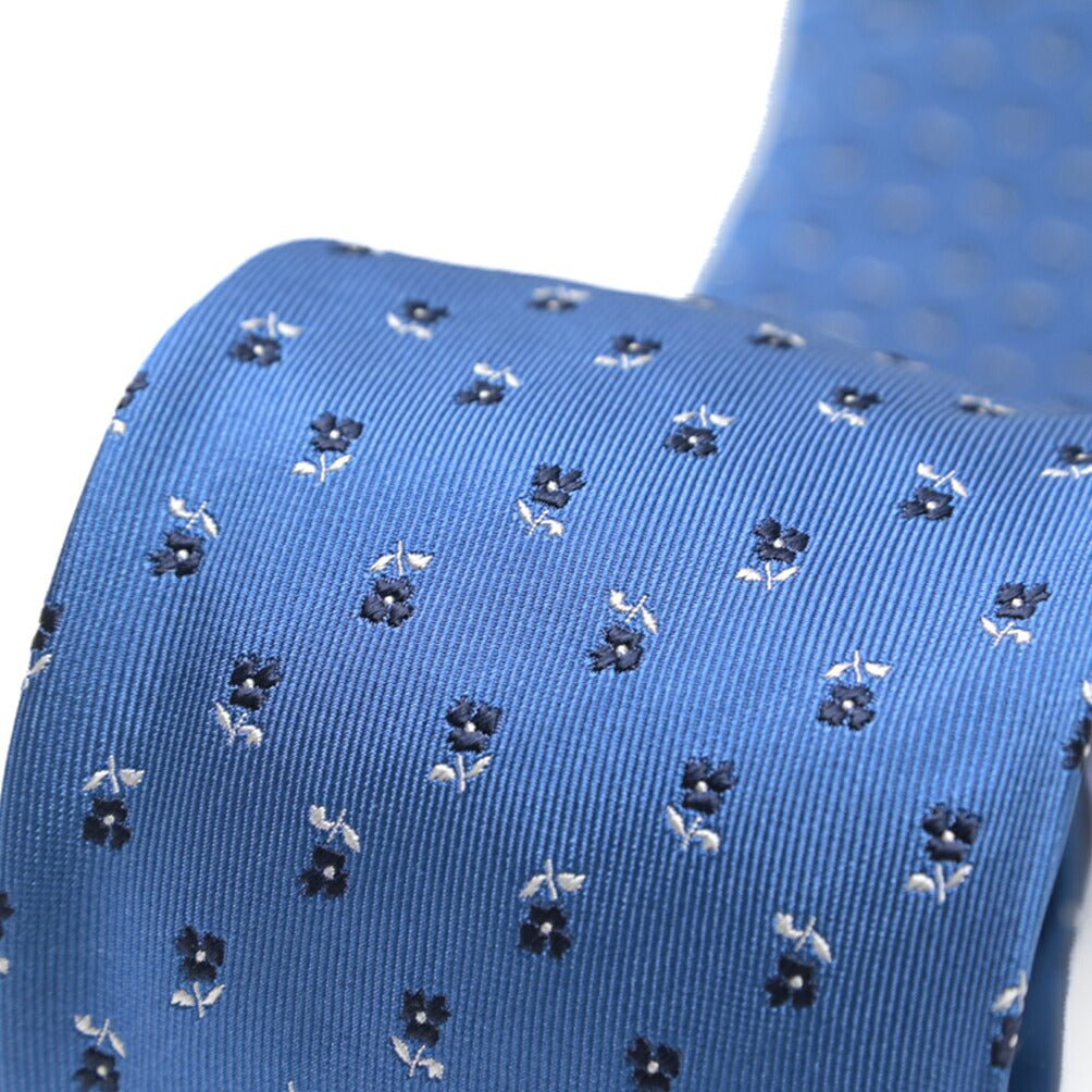ETON シルク100% 花柄ネクタイ ブルー 145cm×8cm | GUARDAROBA MILANO OFFICIAL STORE