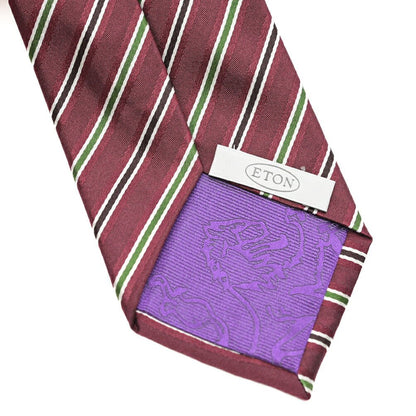ETON シルク100% レジメンタル柄ネクタイ ワインレッド 146cm×8cm | GUARDAROBA MILANO OFFICIAL STORE