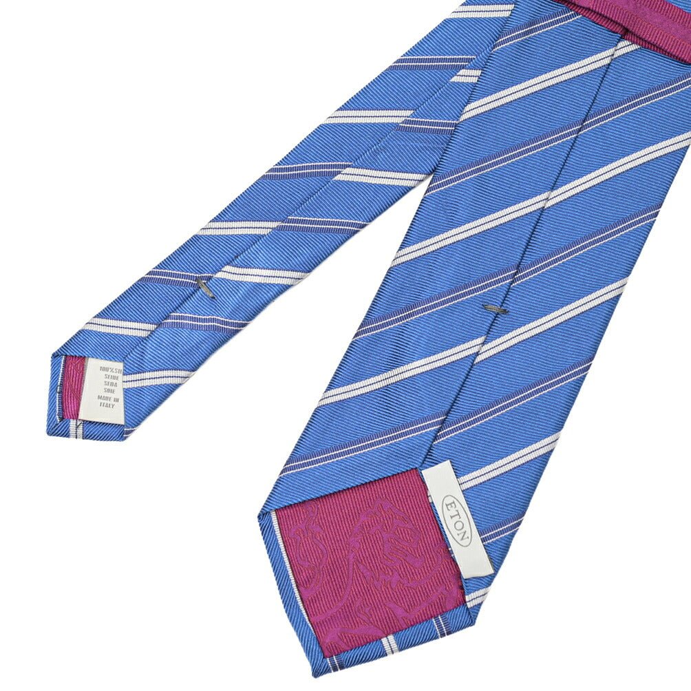 ETON シルク100% レジメンタル柄ネクタイ ブルー 144cm×8cm | GUARDAROBA MILANO OFFICIAL STORE
