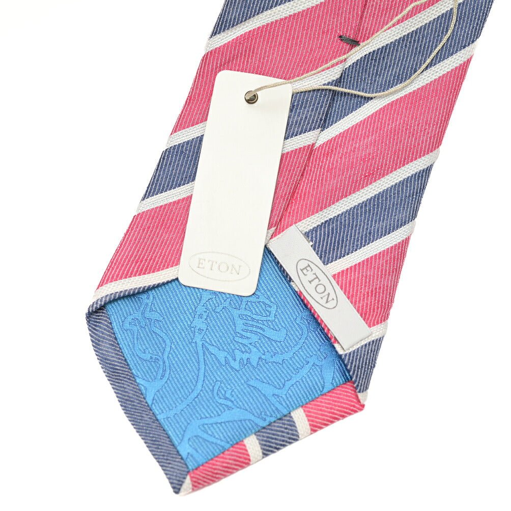 ETON シルク混リネン レジメンタル柄ネクタイ ピンク 149cm×8.5cm | GUARDAROBA MILANO OFFICIAL STORE