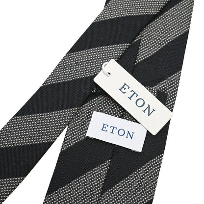 ETON ウールコットン レジメンタル柄ネクタイ ダークネイビー 146cm×8cm | GUARDAROBA MILANO OFFICIAL STORE