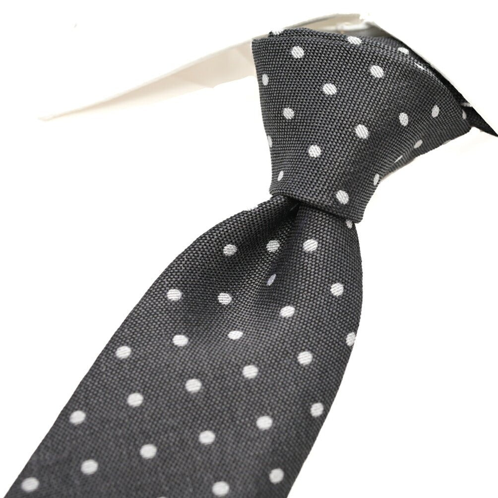 ETON シルク混コットン ドット柄ネクタイ グレー 146cm×7cm | GUARDAROBA MILANO OFFICIAL STORE