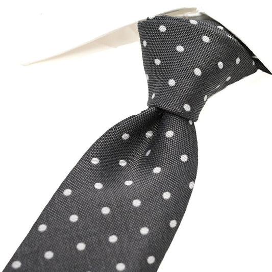 ETON シルク混コットン ドット柄ネクタイ グレー 146cm×7cm | GUARDAROBA MILANO OFFICIAL STORE