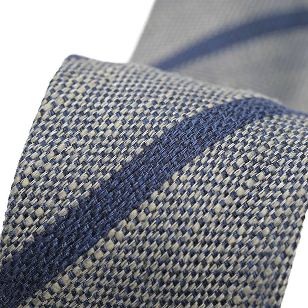 ETON シルク混リネン レジメンタル柄ネクタイ グレー 148cm×7cm | GUARDAROBA MILANO OFFICIAL STORE