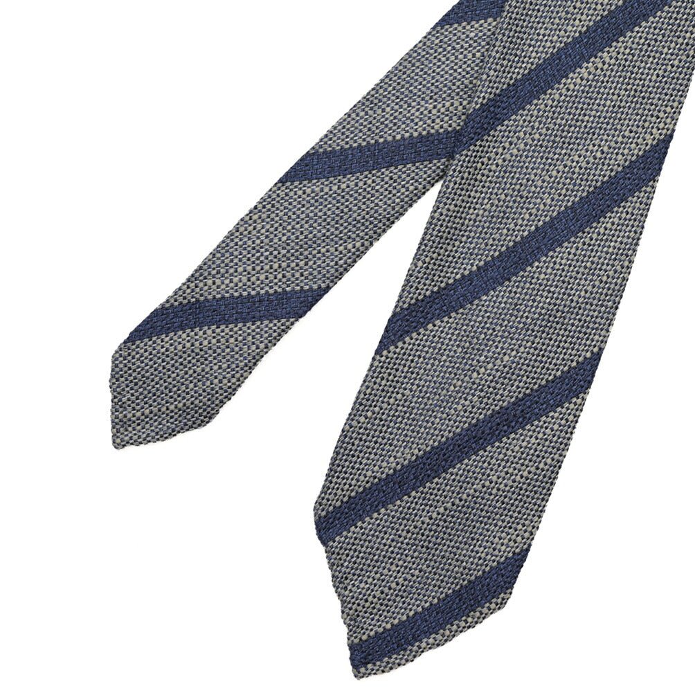 ETON シルク混リネン レジメンタル柄ネクタイ グレー 148cm×7cm | GUARDAROBA MILANO OFFICIAL STORE