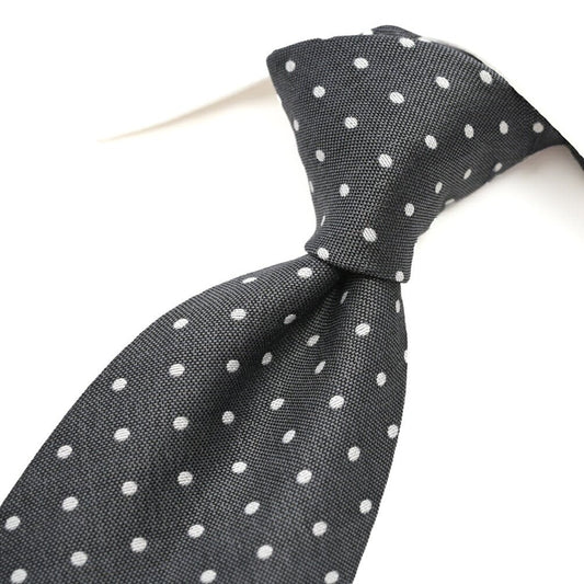 ETON シルク混コットン ドット柄ネクタイ グレー 144cm×8cm | GUARDAROBA MILANO OFFICIAL STORE