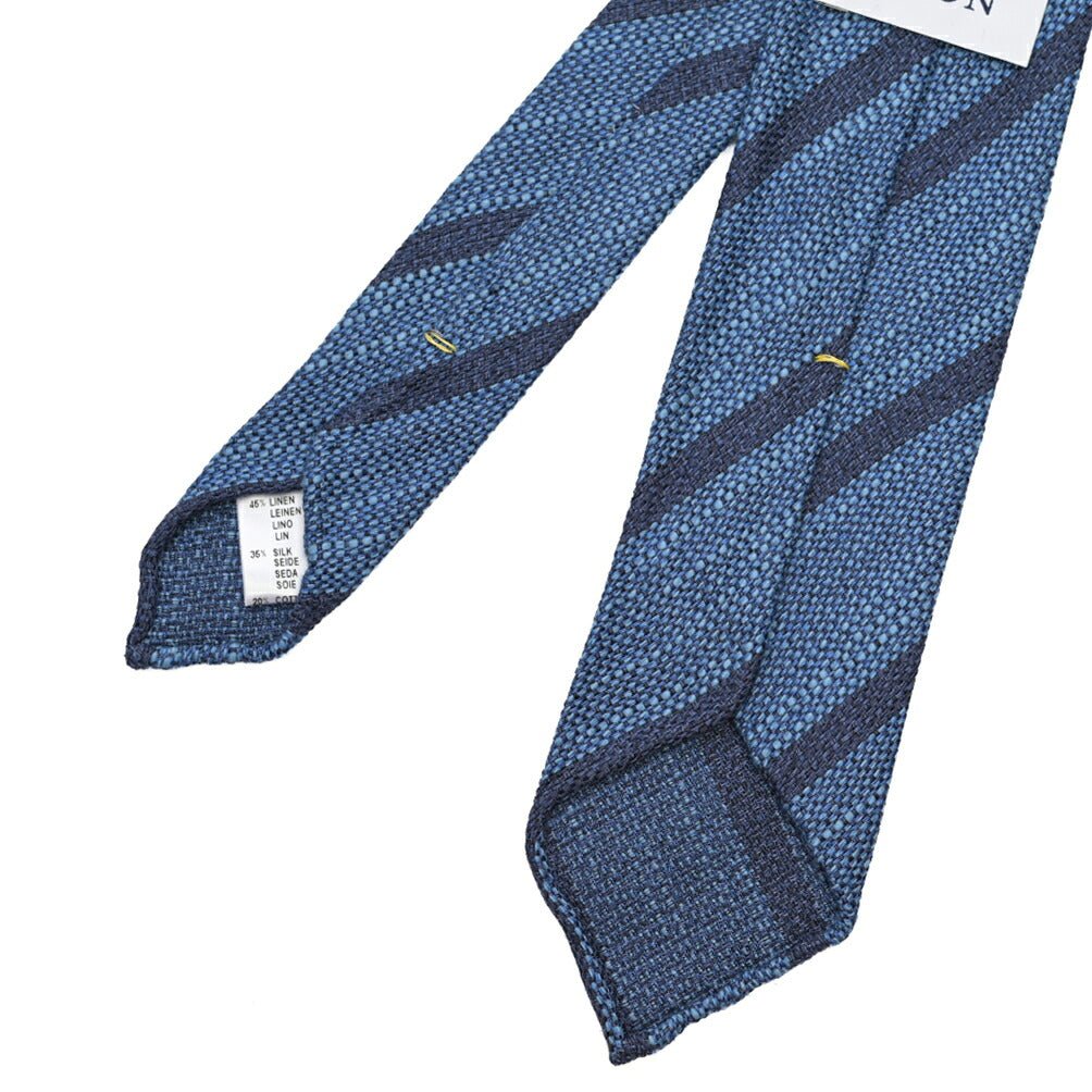 ETON シルク混リネン レジメンタル柄 ネクタイ（ニットタイ） ブルー 148cm×6.5cm | GUARDAROBA MILANO OFFICIAL STORE