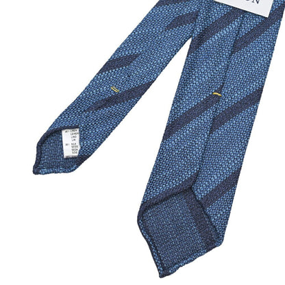 ETON シルク混リネン レジメンタル柄 ネクタイ（ニットタイ） ブルー 148cm×6.5cm | GUARDAROBA MILANO OFFICIAL STORE