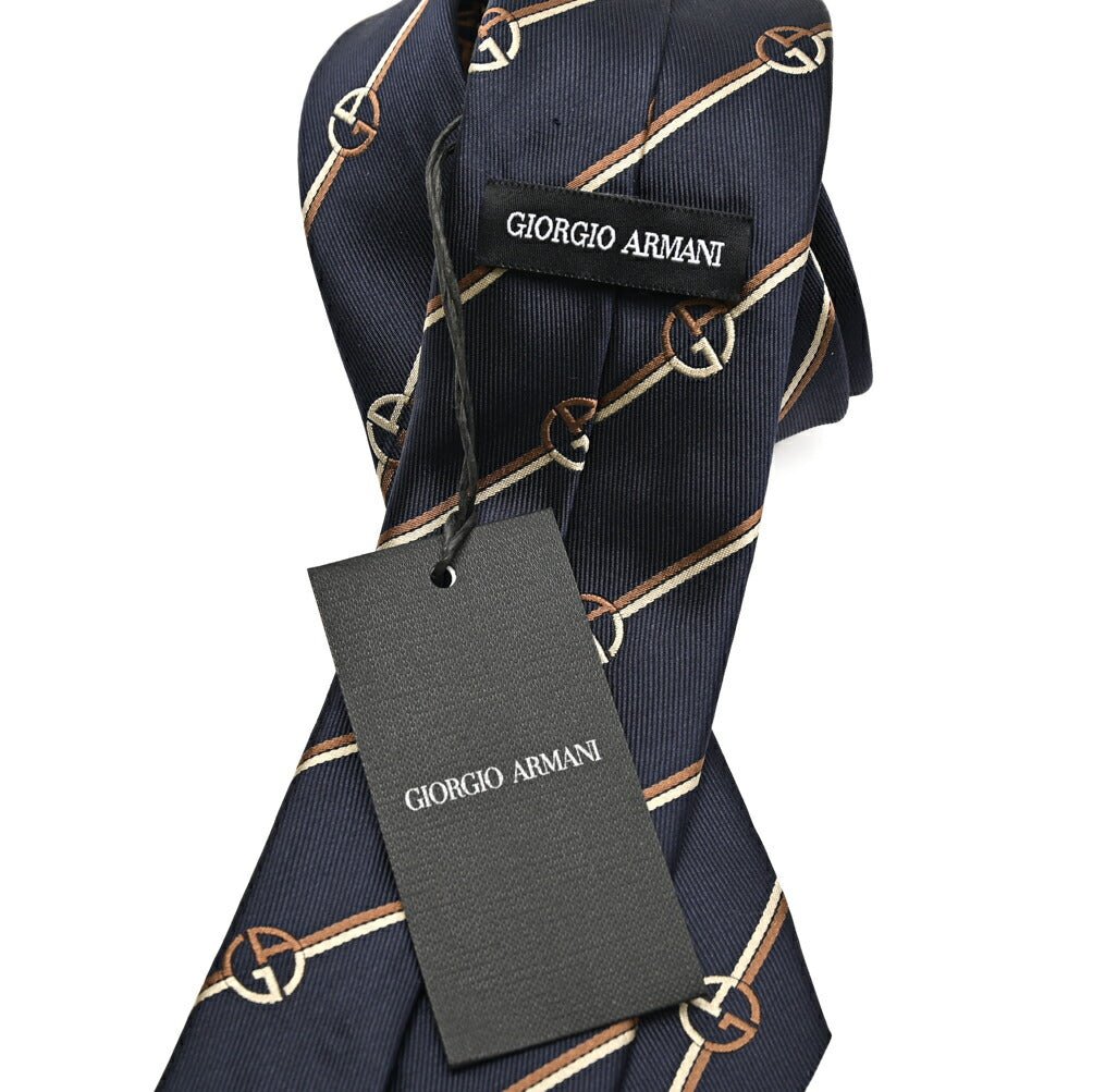 GIORGIO ARMANI シルク100% レジメンタル柄ロゴネクタイ｜434478｜GUARDAROBA MILANO OFFICIAL STORE