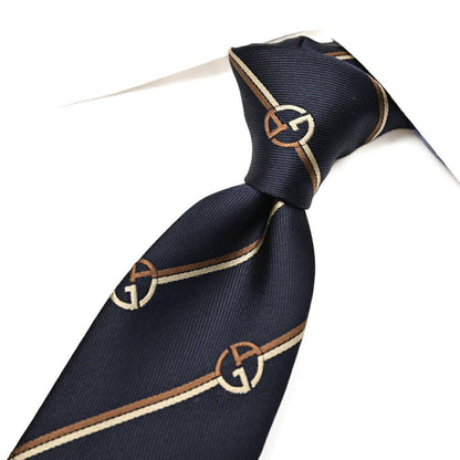 GIORGIO ARMANI シルク100% レジメンタル柄ロゴネクタイ｜434478｜GUARDAROBA MILANO OFFICIAL STORE