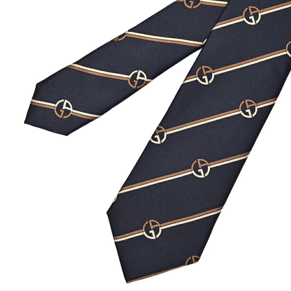 GIORGIO ARMANI シルク100% レジメンタル柄ロゴネクタイ｜434478｜GUARDAROBA MILANO OFFICIAL STORE