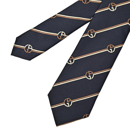 GIORGIO ARMANI シルク100% レジメンタル柄ロゴネクタイ｜434478｜GUARDAROBA MILANO OFFICIAL STORE
