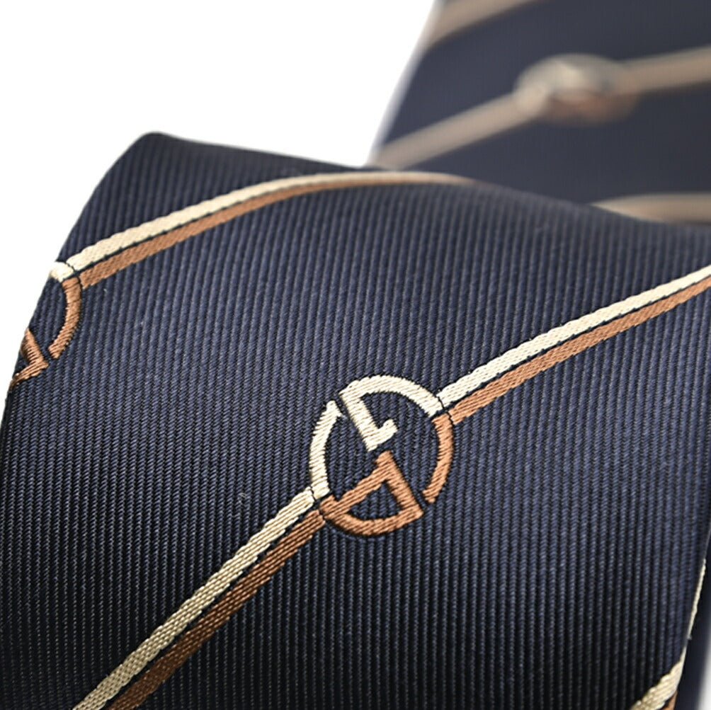 GIORGIO ARMANI シルク100% レジメンタル柄ロゴネクタイ｜434478｜GUARDAROBA MILANO OFFICIAL STORE