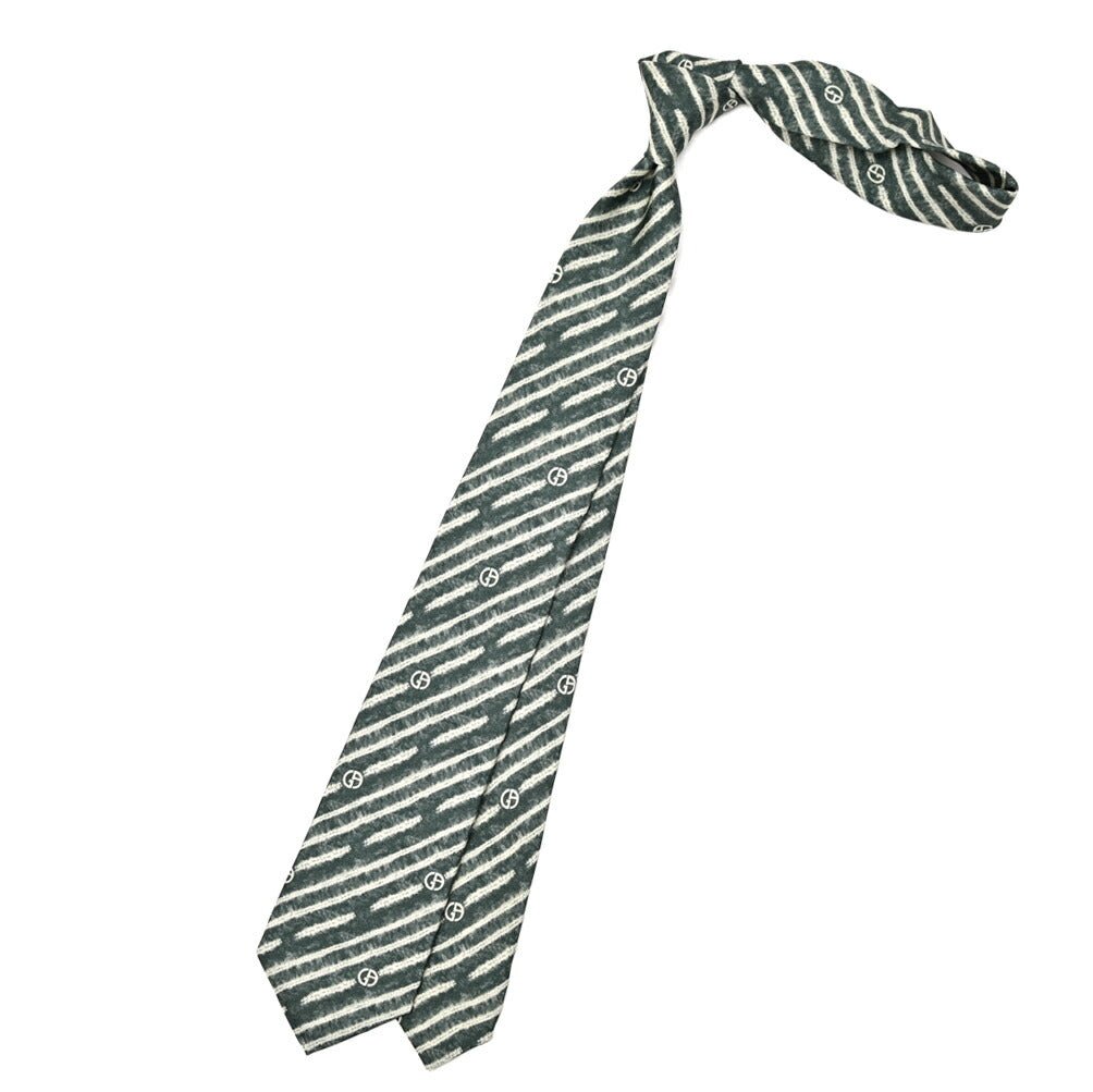 GIORGIO ARMANI シルク100% レジメンタル柄ロゴネクタイ｜434536｜GUARDAROBA MILANO OFFICIAL STORE