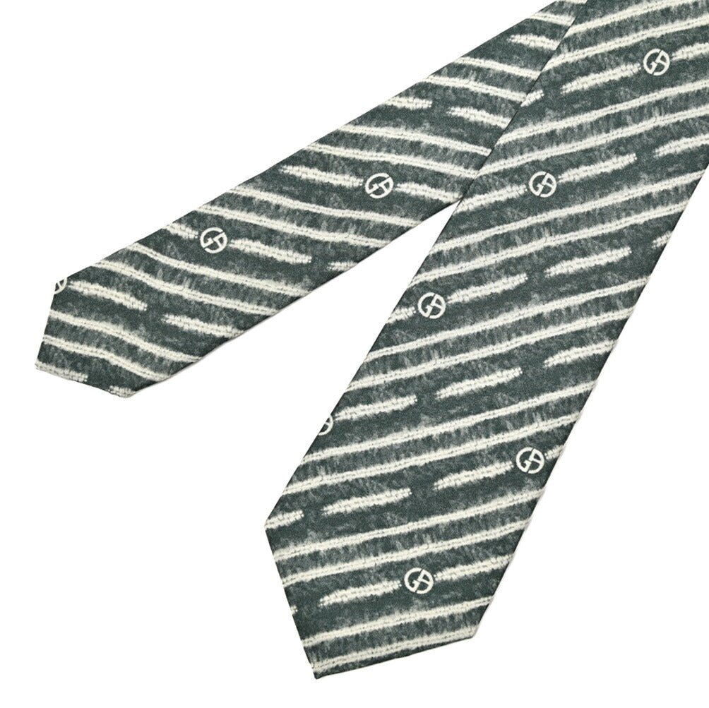 GIORGIO ARMANI シルク100% レジメンタル柄ロゴネクタイ｜434536｜GUARDAROBA MILANO OFFICIAL STORE