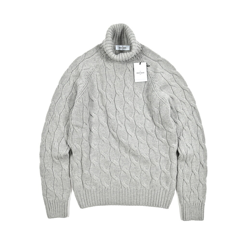 秋冬先行セール｜GRAN SASSO ヴァージンウール100% ケーブル編みタートルネックニットセーター｜415124-A-46｜GUARDAROBA MILANO OFFICIAL STORE