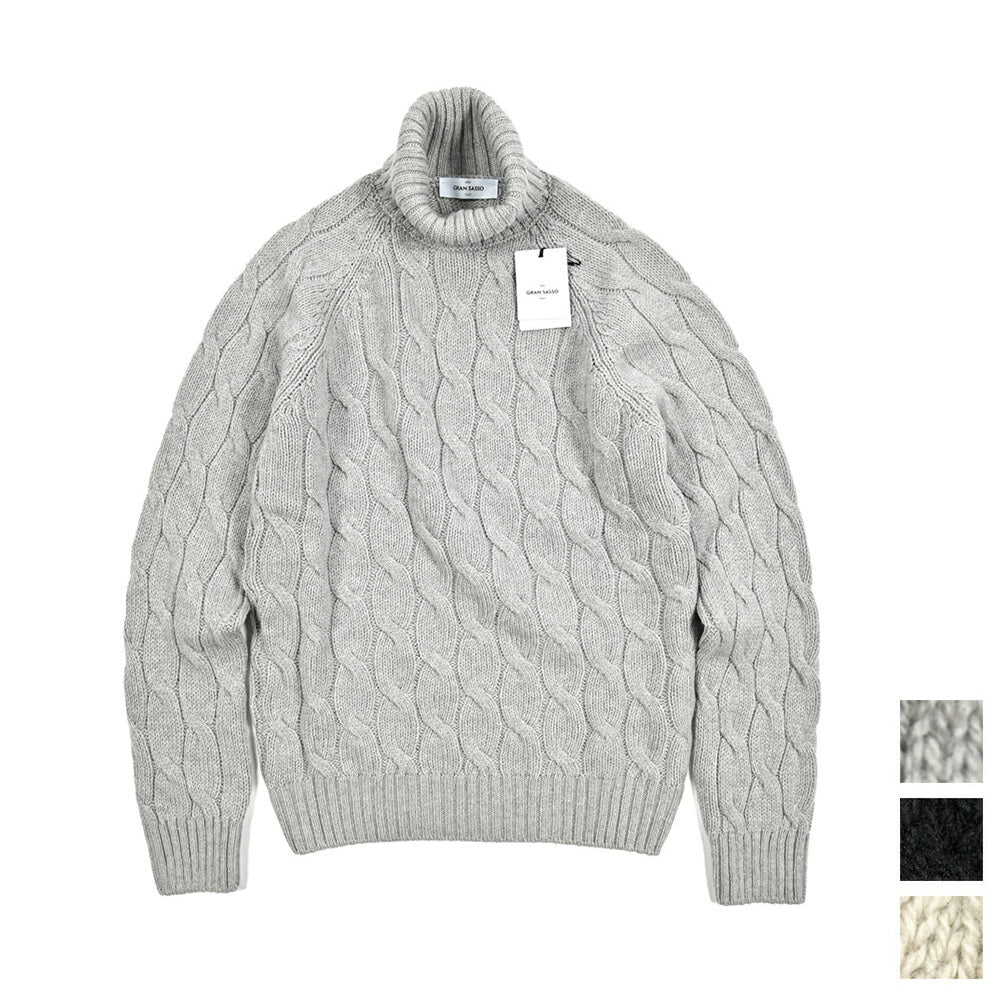 新春セール｜GRAN SASSO ヴァージンウール100% ケーブル編みタートルネックニットセーター｜415124-A-46｜GUARDAROBA MILANO OFFICIAL STORE