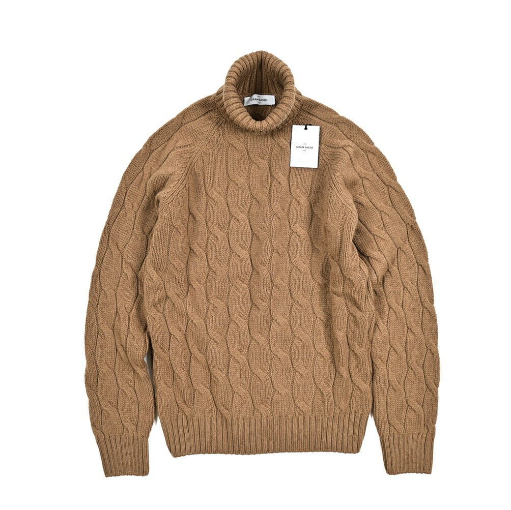 秋冬先行セール｜GRAN SASSO ヴァージンウール100% ケーブル編みタートルネックニットセーター｜415124-A-46｜GUARDAROBA MILANO OFFICIAL STORE