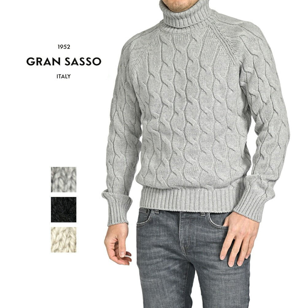 新春セール｜GRAN SASSO ヴァージンウール100% ケーブル編みタートルネックニットセーター｜415124-A-46｜GUARDAROBA MILANO OFFICIAL STORE