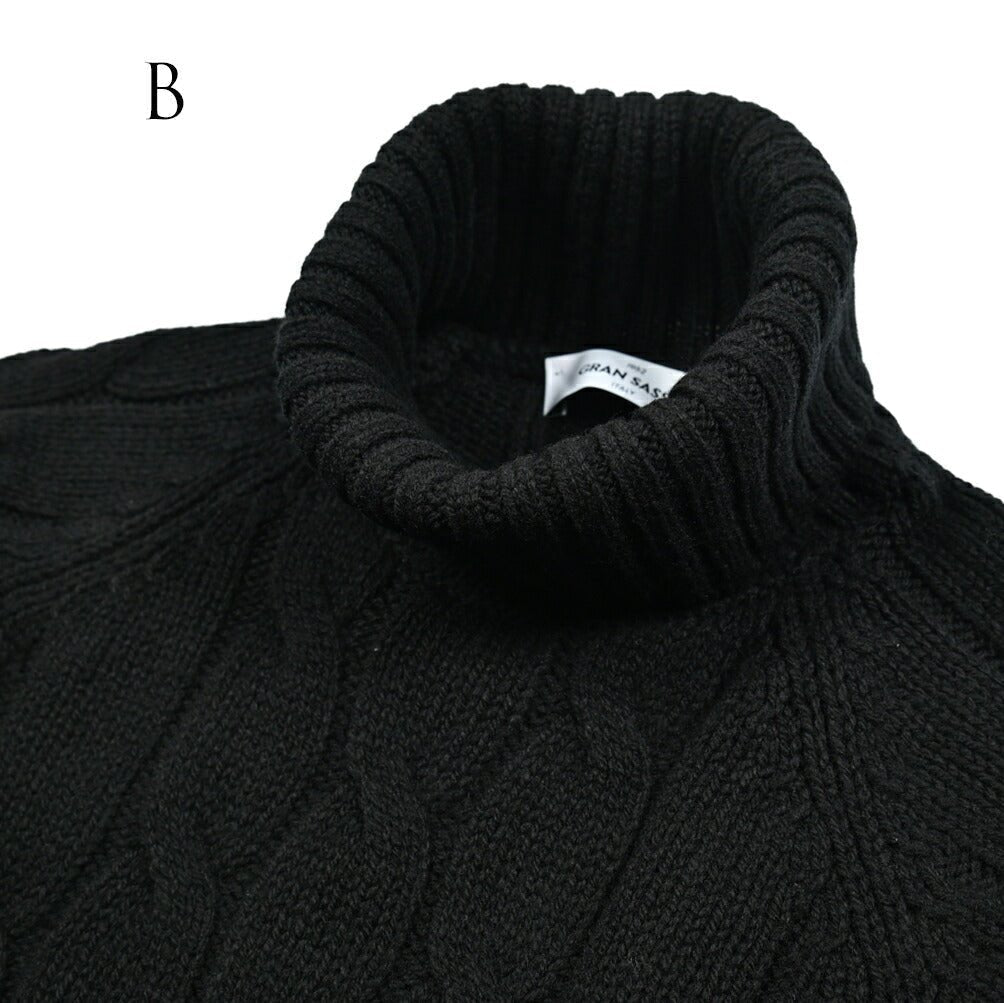 秋冬先行セール｜GRAN SASSO ヴァージンウール100% ケーブル編みタートルネックニットセーター｜415124-A-46｜GUARDAROBA MILANO OFFICIAL STORE